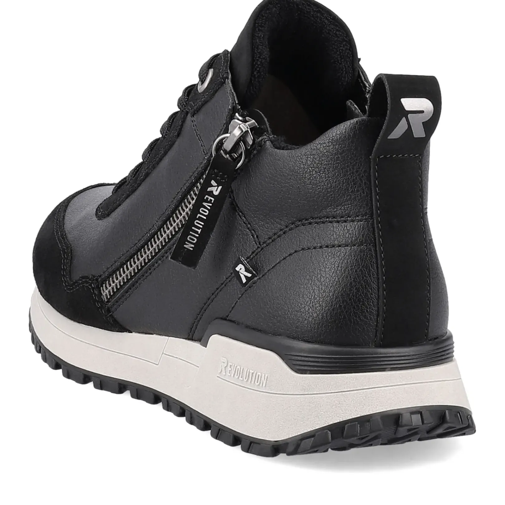 Outlet Rieker Damskie Tenisowki , Wysokie, Stalowe, Czarne