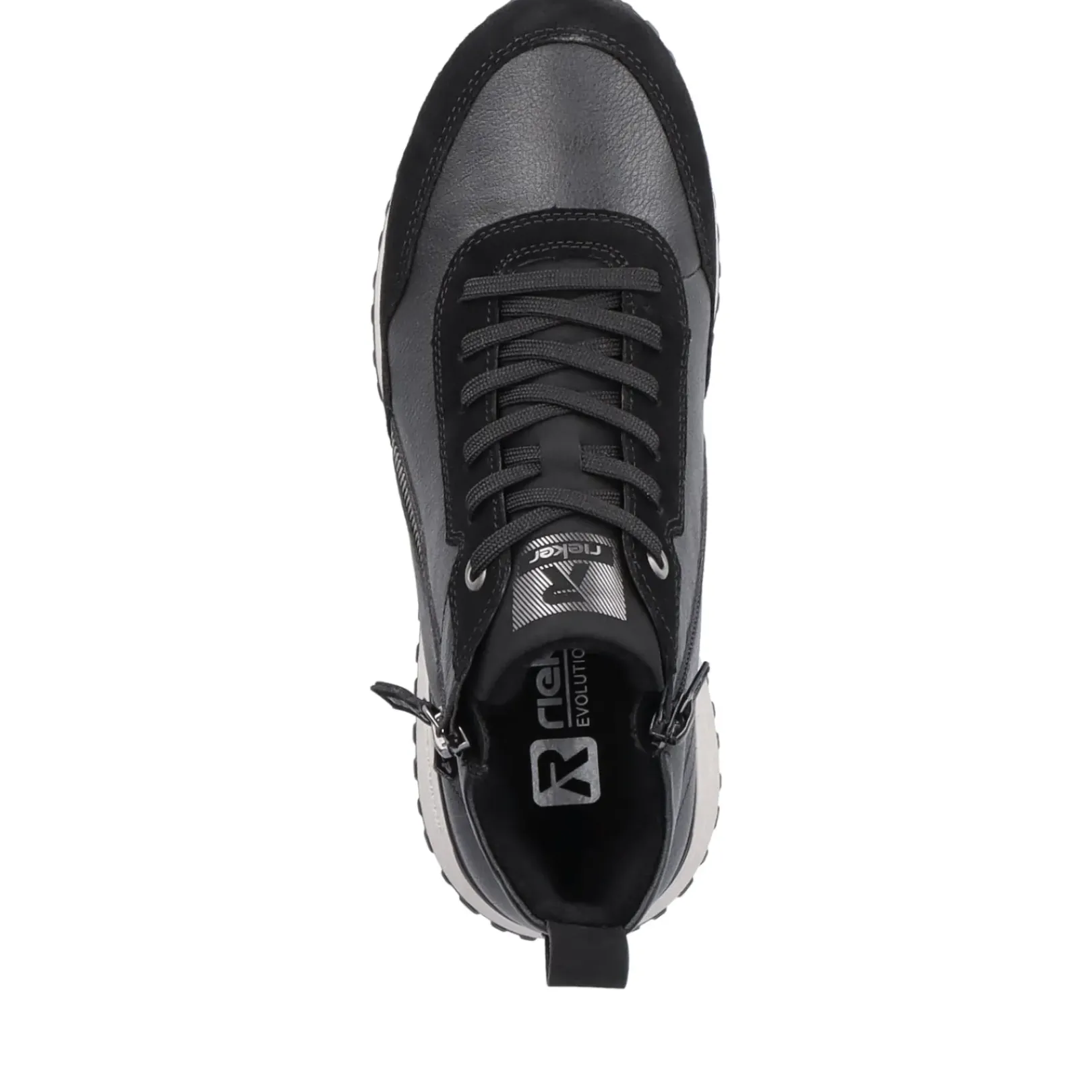 Outlet Rieker Damskie Tenisowki , Wysokie, Stalowe, Czarne