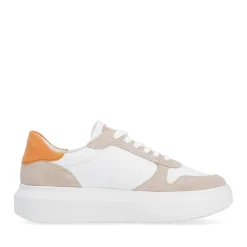 New Rieker Damskie Tenisowki Niskie Perlowo-Bialo-Piaskowo-Bezowe