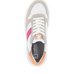 New Rieker Damskie Tenisowki Niskie Perlowo-Bialo-Piaskowo-Bezowe