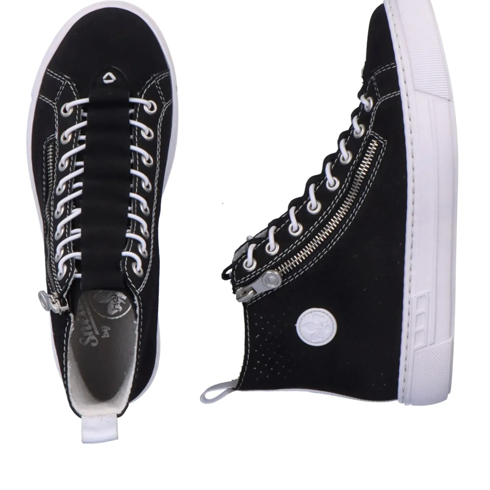 Clearance Rieker Damskie Tenisowki High Night Czarno-Krystalicznie Biale