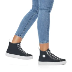 Clearance Rieker Damskie Tenisowki High Night Czarno-Krystalicznie Biale