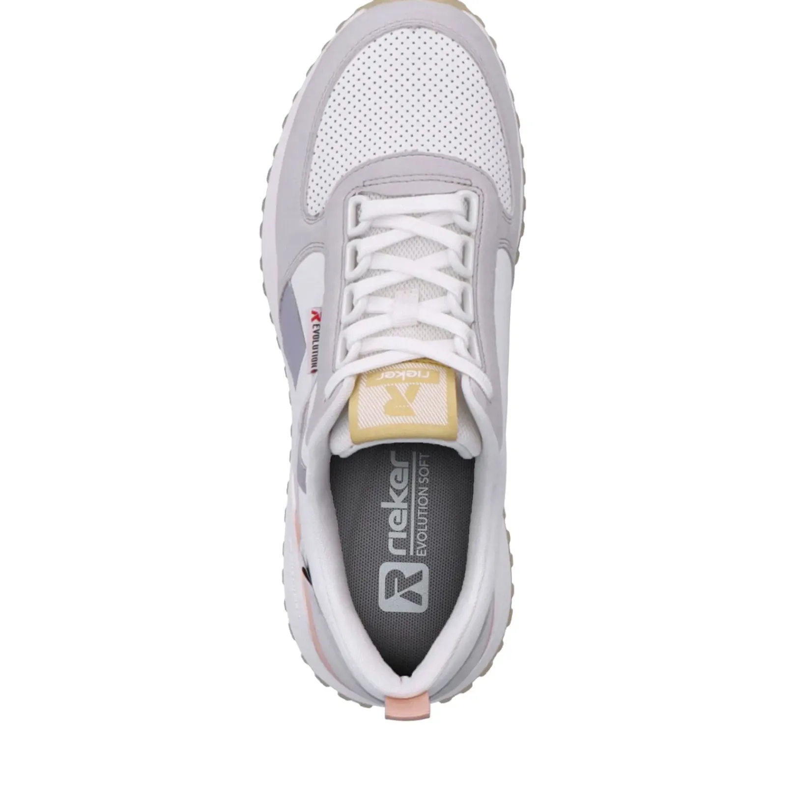 Fashion Rieker Damskie Tenisowki Niskie Swan-White Clay-Beige Pastel