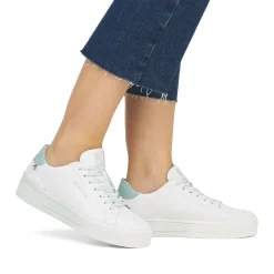 Online Rieker Damskie Tenisowki Low Crystal-White Light-Aqua