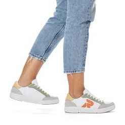 Hot Rieker Damskie Tenisowki Niskie Swan-White Arctic-Grey