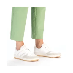Best Rieker Damskie Tenisowki Low Swan White
