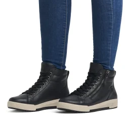 Clearance Rieker Damskie Tenisowki , Wysokie, Stalowe, Czarne