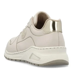 Outlet Rieker Damskie Tenisowki O Niskim, Jasnobezowym Kolorze