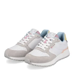 Online Rieker Damskie Tenisowki Niskie Swan-White Stone-Grey