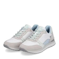 Discount Rieker Damskie Tenisowki Niskie Swan-White Clay-Beige Ice-Blue