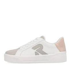 Online Rieker Damskie Tenisowki Niskie Vanilla-White Stone-Grey