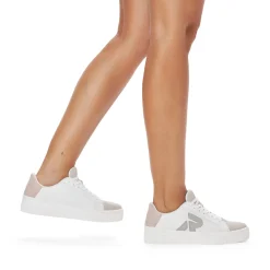 Online Rieker Damskie Tenisowki Niskie Vanilla-White Stone-Grey