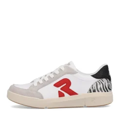 Fashion Rieker Damskie Tenisowki Niskie Swan-White Arctic-Grey Zebra