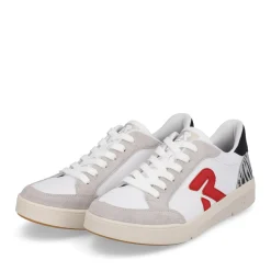 Fashion Rieker Damskie Tenisowki Niskie Swan-White Arctic-Grey Zebra