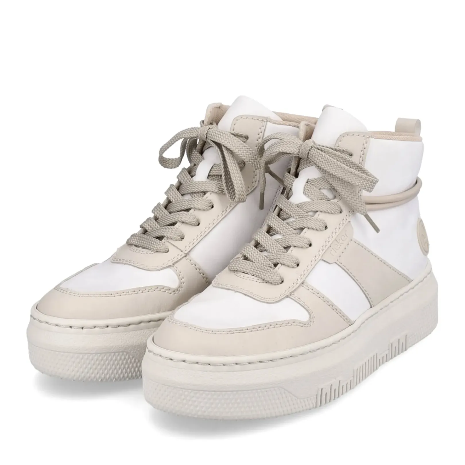 Fashion Rieker Damskie Tenisowki High Swan W Kolorze Bialym Bezowym
