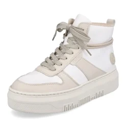 Fashion Rieker Damskie Tenisowki High Swan W Kolorze Bialym Bezowym