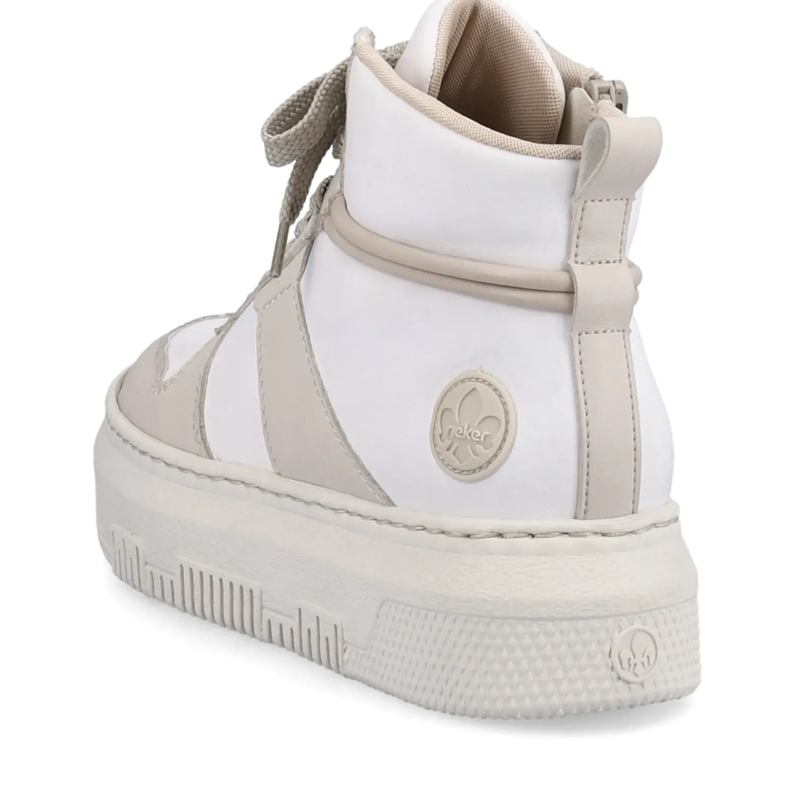 Fashion Rieker Damskie Tenisowki High Swan W Kolorze Bialym Bezowym