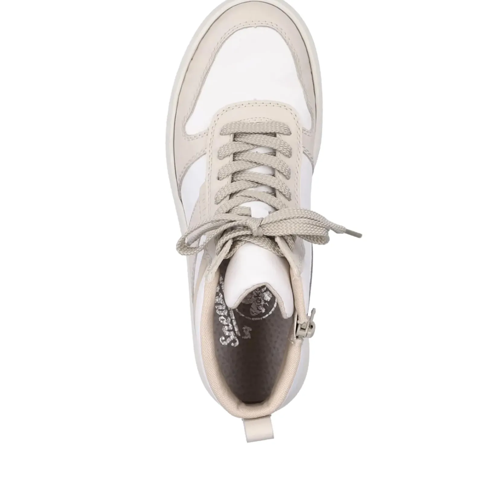 Fashion Rieker Damskie Tenisowki High Swan W Kolorze Bialym Bezowym