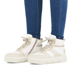 Fashion Rieker Damskie Tenisowki High Swan W Kolorze Bialym Bezowym