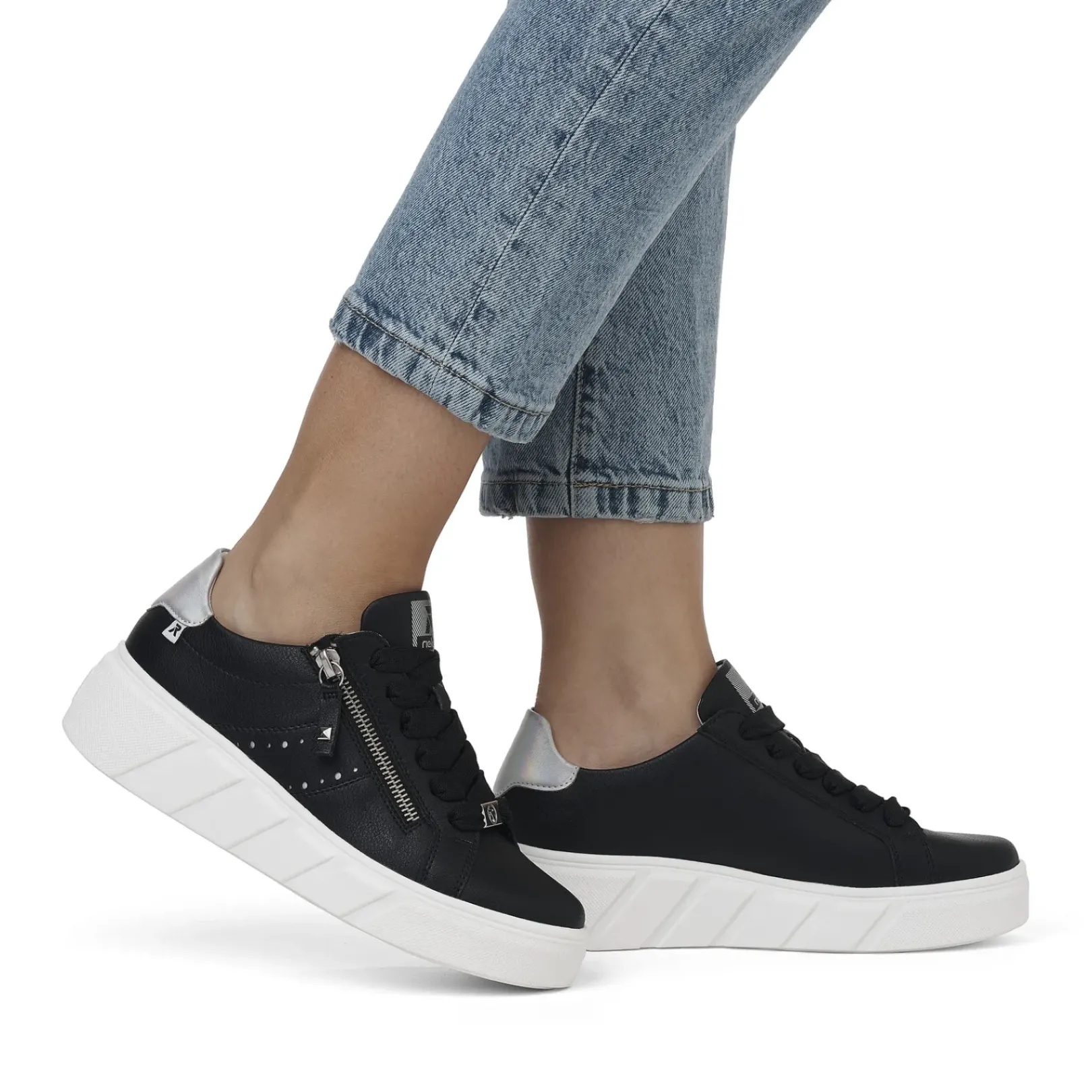 Clearance Rieker Damskie Tenisowki Low Diamond Black