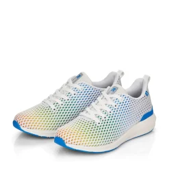 Fashion Rieker Damskie Tenisowki Niskie Crystal-White Rainbow