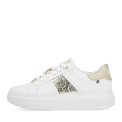 Outlet Rieker Damskie Tenisowki Niskie Swan-White Gold