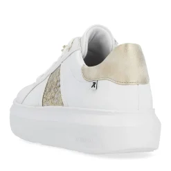 Outlet Rieker Damskie Tenisowki Niskie Swan-White Gold