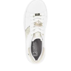 Outlet Rieker Damskie Tenisowki Niskie Swan-White Gold
