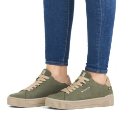 Clearance Rieker Damskie Tenisowki Niskie W Kolorze Khaki, Kremowo-Bezowym