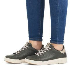 Sale Rieker Damskie Tenisowki Niskie W Kolorze Khaki W Kolorze Szarym