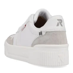 Outlet Rieker Damskie Tenisowki Niskie Swan-White Stone-Grey