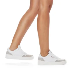 Outlet Rieker Damskie Tenisowki Niskie Swan-White Stone-Grey