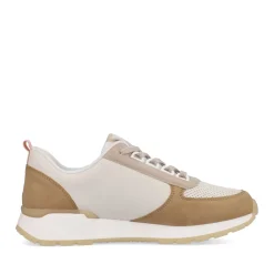 Sale Rieker Damskie Tenisowki Low Clay-Beige Cinnamon White