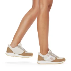 Sale Rieker Damskie Tenisowki Low Clay-Beige Cinnamon White