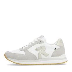Sale Rieker Damskie Tenisowki Niskie Perlowo-Bialo-Gliniasto-Bezowe