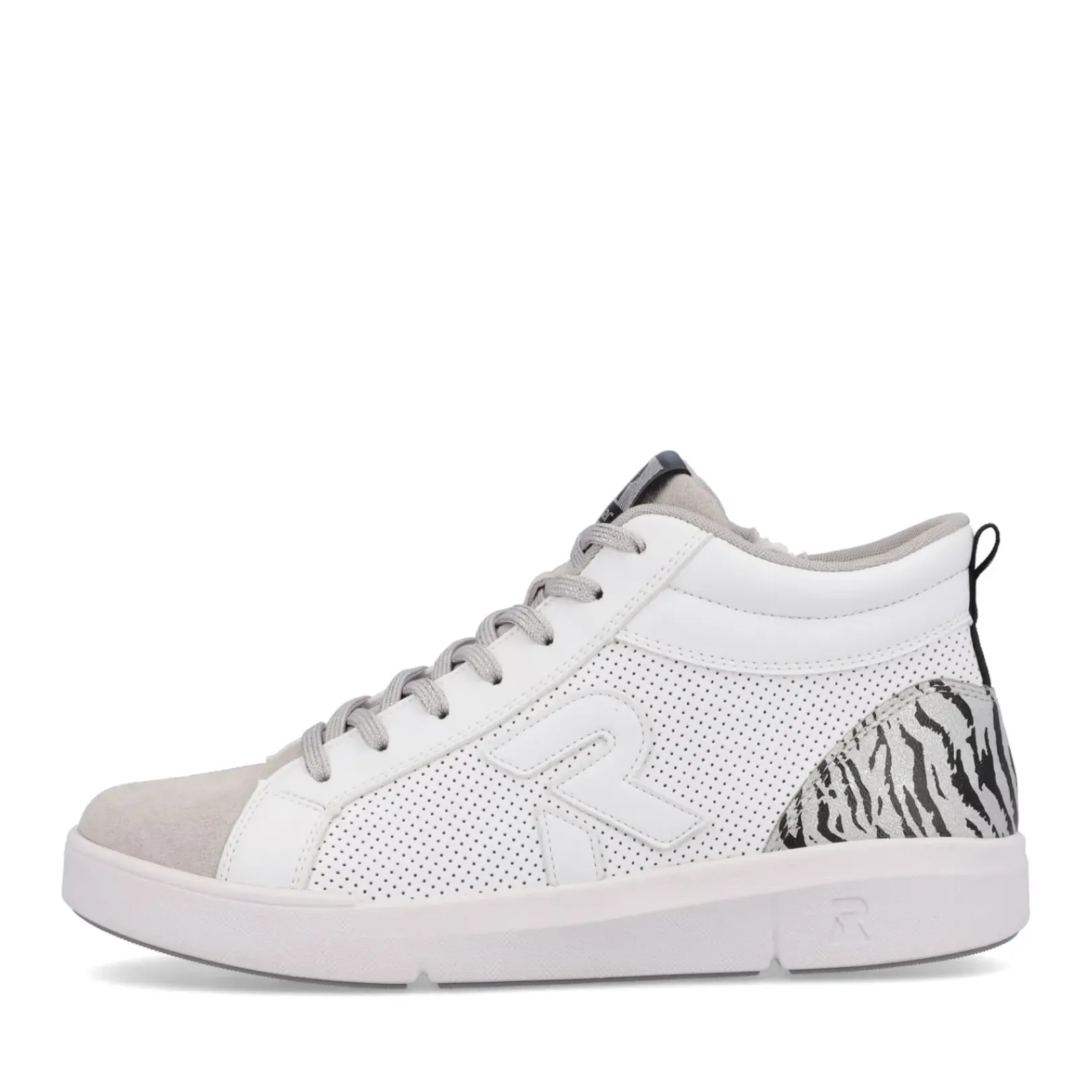 Clearance Rieker Damskie Tenisowki Wysokie Swan-White Arctic-Grey Zebra