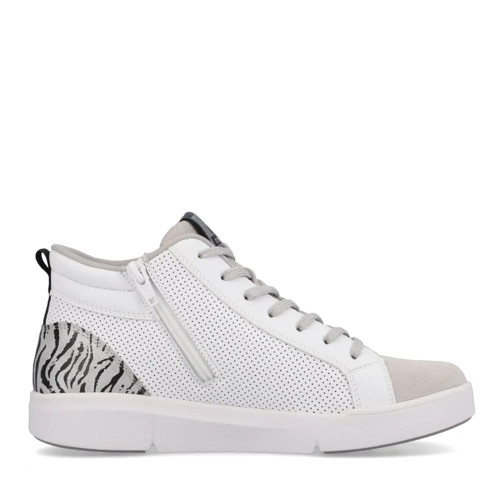 Clearance Rieker Damskie Tenisowki Wysokie Swan-White Arctic-Grey Zebra