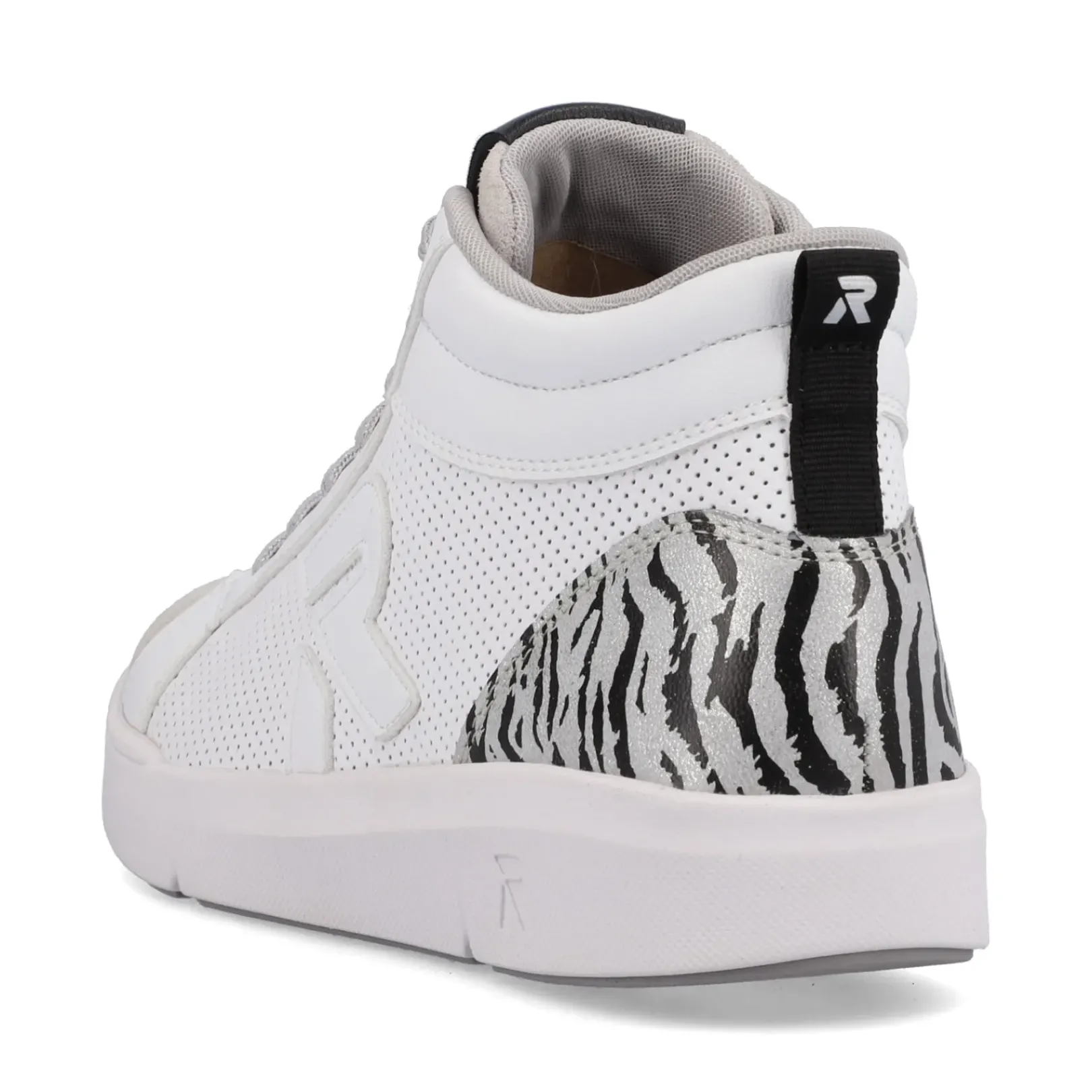 Clearance Rieker Damskie Tenisowki Wysokie Swan-White Arctic-Grey Zebra