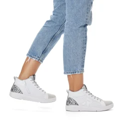 Clearance Rieker Damskie Tenisowki Wysokie Swan-White Arctic-Grey Zebra