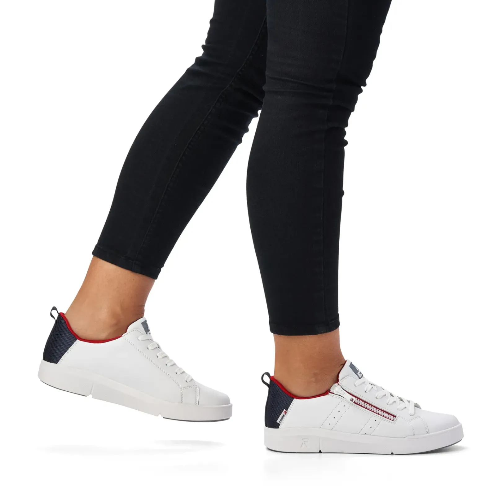 Sale Rieker Damskie Tenisowki Low Snow-White True-Red