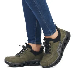 Fashion Rieker Kapcie Damskie Khaki-Czarne