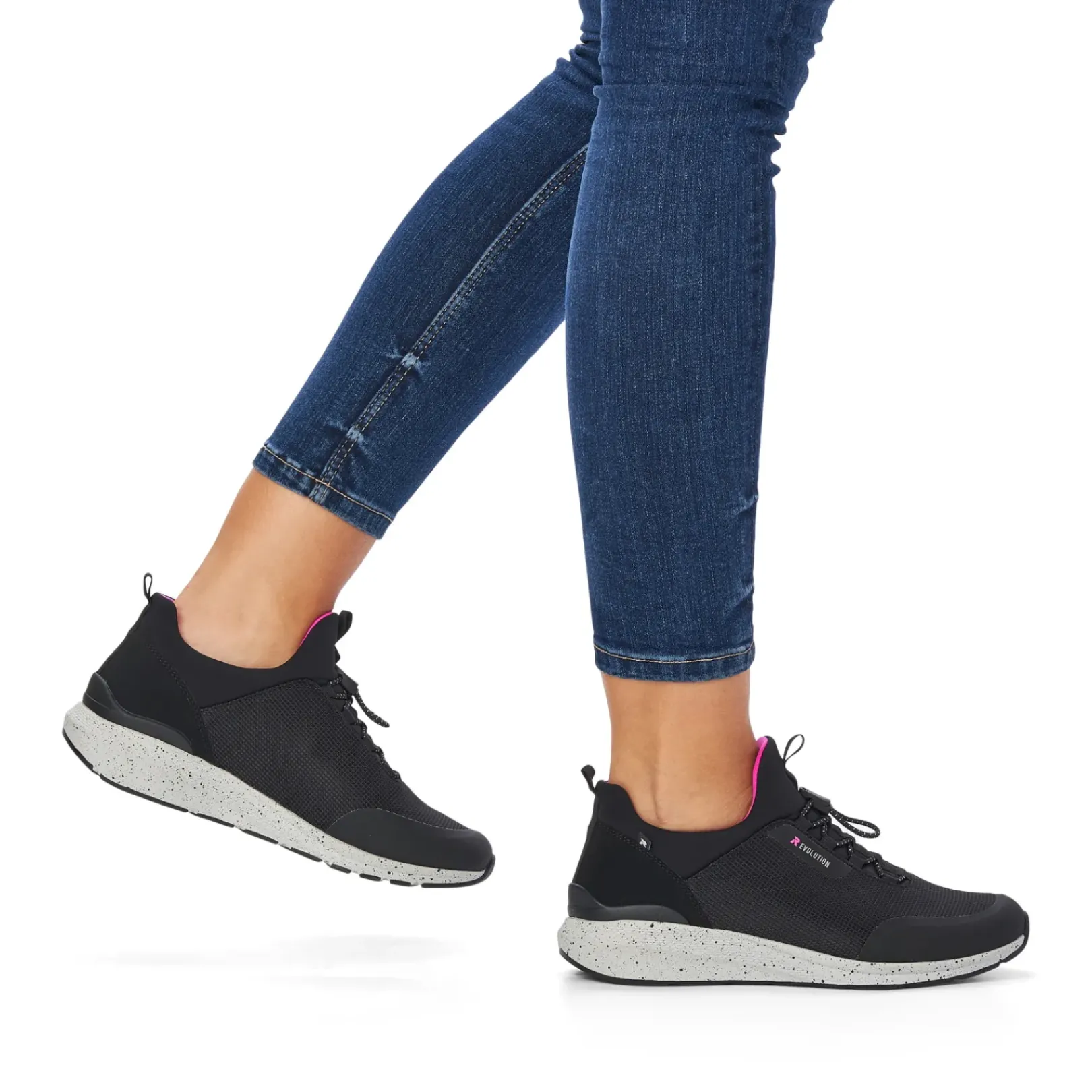 Hot Rieker Kapcie Damskie Urban-Black Flamingo-Pink