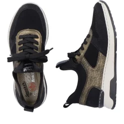 Hot Rieker Kapcie Damskie W Kolorze Glebokiej Czerni Khaki
