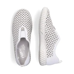 Clearance Rieker Kapcie Damskie W Kolorze Szaro-Bialym
