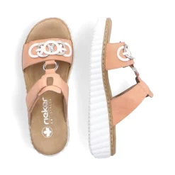 Sale Rieker Klapki Damskie Brzoskwiniowe