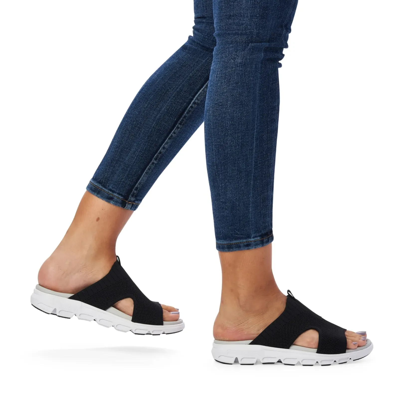 Fashion Rieker Klapki Damskie Deep Black