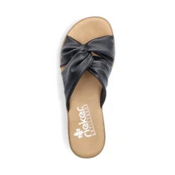 Fashion Rieker Klapki Damskie , Nocne, Czarne