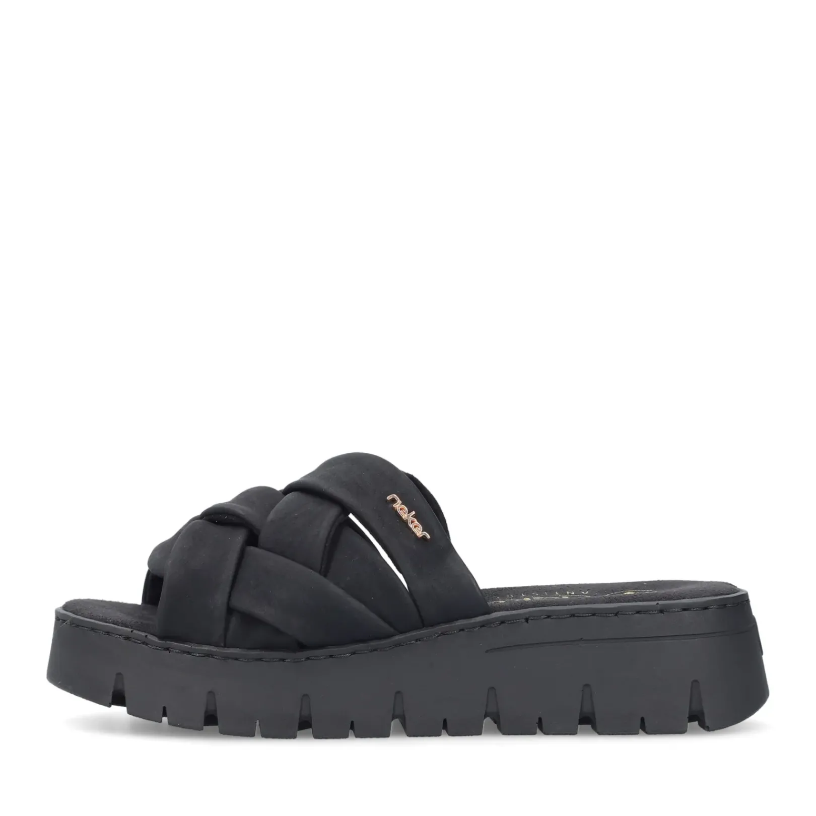 Outlet Rieker Klapki Damskie , Nocne, Czarne