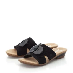 Fashion Rieker Klapki Damskie W Kolorze Glebokiej Czerni