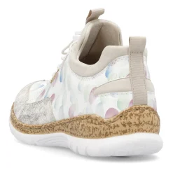 Hot Rieker Klapki Damskie W Kolorze Bialo-Kremowo-Bezowym